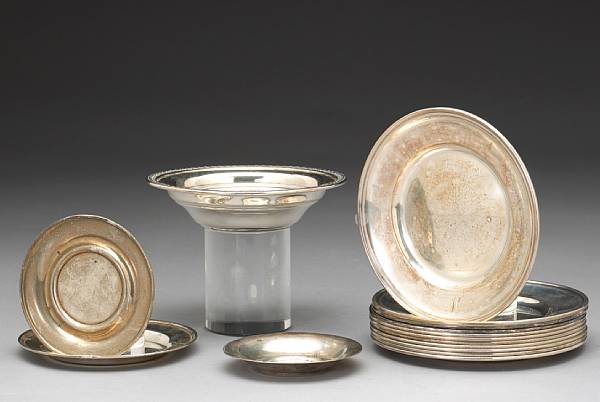 Appraisal: A set of eight sterling bread amp butter platesThe Stieff