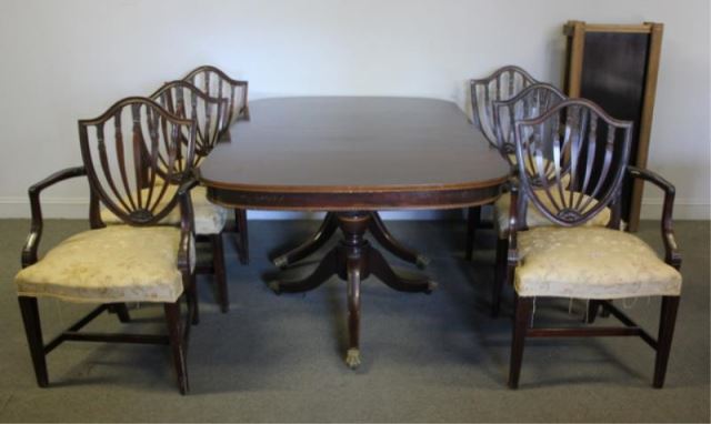 Appraisal: POTTHAST Mahogany Twin Pedestal DiningTable Great quality with inlay l