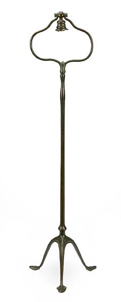 Appraisal: A Tiffany Studios bronze Harp floor lamp - brown patina