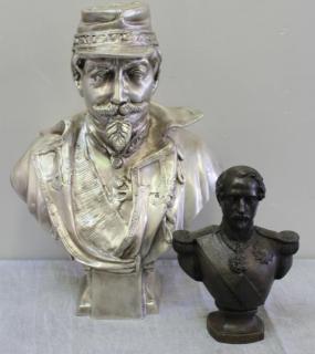 Appraisal: Lot of Bronze Busts of Napoleon A large silvered bust