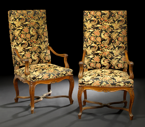 Appraisal: Pair of Louis XVI-Style Mahogany Fauteuils a la Reine late