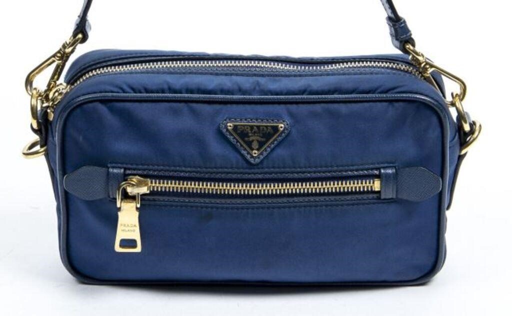 Appraisal: Prada small camera case crossbody bag in blue nylon canvas