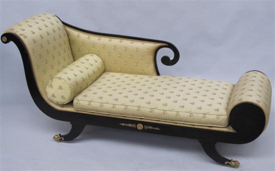 Appraisal: EMPIRE STYLE RECAMIER Ebonized with gilt mounts in a bee