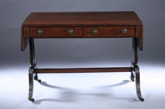 Appraisal: GEORGE III STYLE WALNUT DROP-LEAF SOFA TABLE Late th century