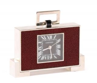 Appraisal: Cartier Art Deco Style Shagreen Desk Clock Cartier French founded