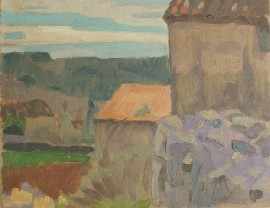 Appraisal: William John Leech Irish - Farm House near Grasse oil