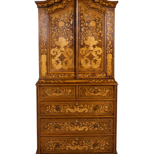 Appraisal: A Dutch Baroque Style Marquetry Cabinet TH CENTURY Height x