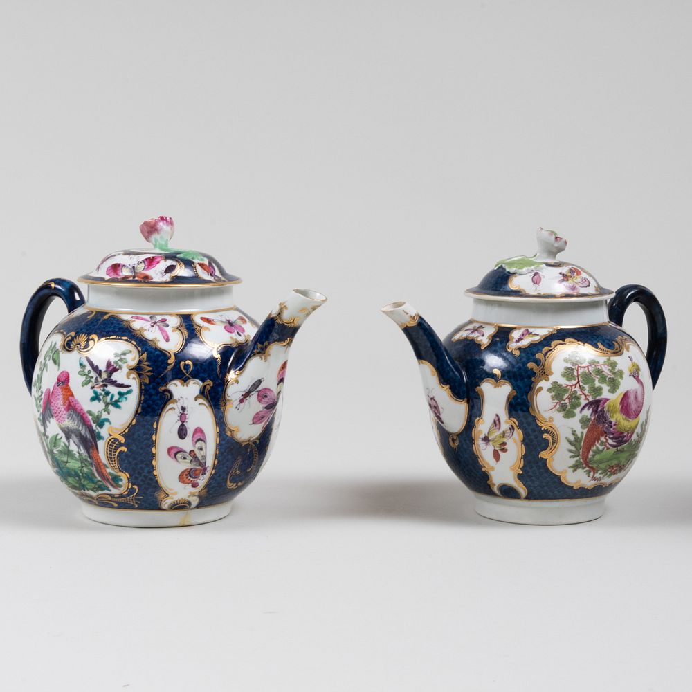 Appraisal: Two Worcester Porcelain 'Blue Scale' Teapots and Covers One with