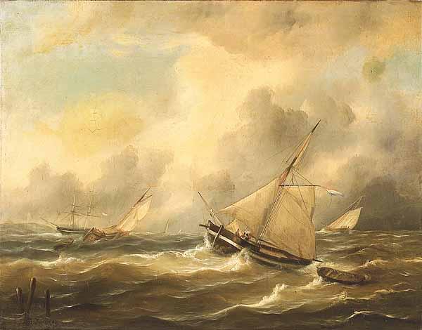 Appraisal: Johannes Hermanus Barend Koekkoek Dutch - Dutch Fishing Ships on