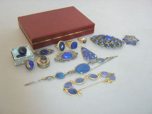 Appraisal: Group of lapis jewelry