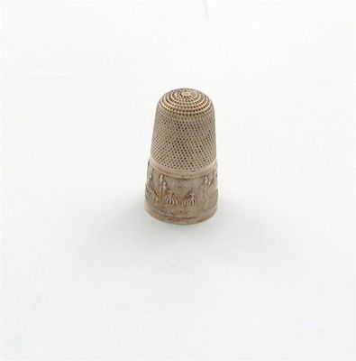 Appraisal: Brighton Pavilion interest a silver thimble unmarked the sides chased