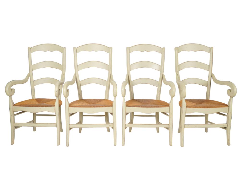 Appraisal: SET OF FOUR PROVINCIAL-STYLE PAINTED ARMCHAIRScontemporary each with rush seat