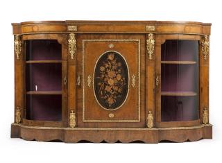 Appraisal: A Louis XV style marquetry vitrine cabinet Late th early