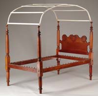 Appraisal: ANTIQUE CANOPY TURNED POST BED Four identical posts have nice