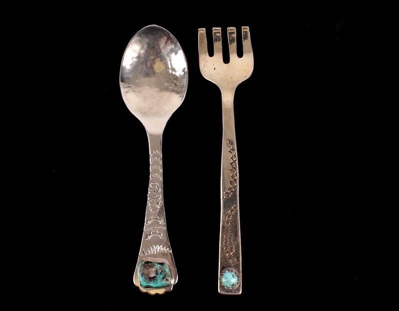 Appraisal: Armand American Horse Silver Turquoise Utensils Featured in this lot