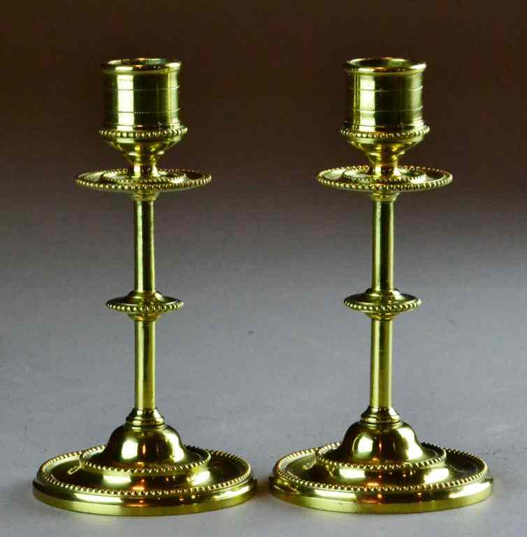 Appraisal: Pair of Fine English Brass CandlesticksEach signed WT S with