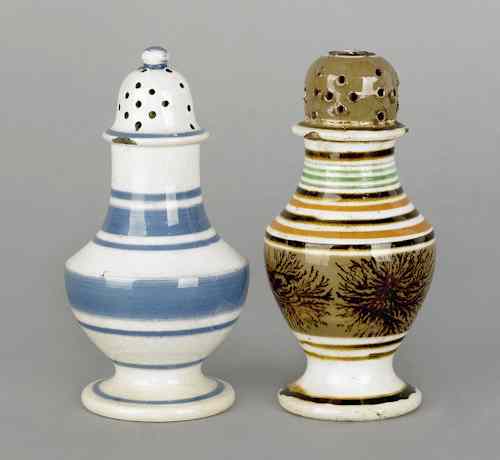 Appraisal: Two English mocha shakers th c h