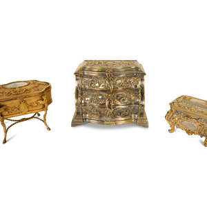 Appraisal: Three Jewelry Boxes th Century comprising a gilt metal example