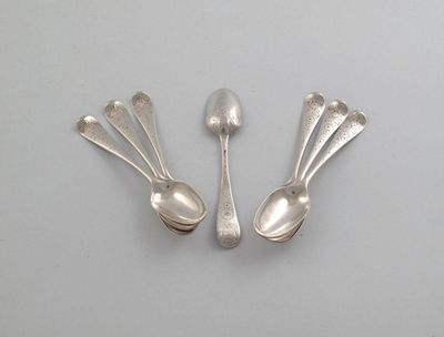 Appraisal: A set of seven mid th century silver Hanoverian pattern