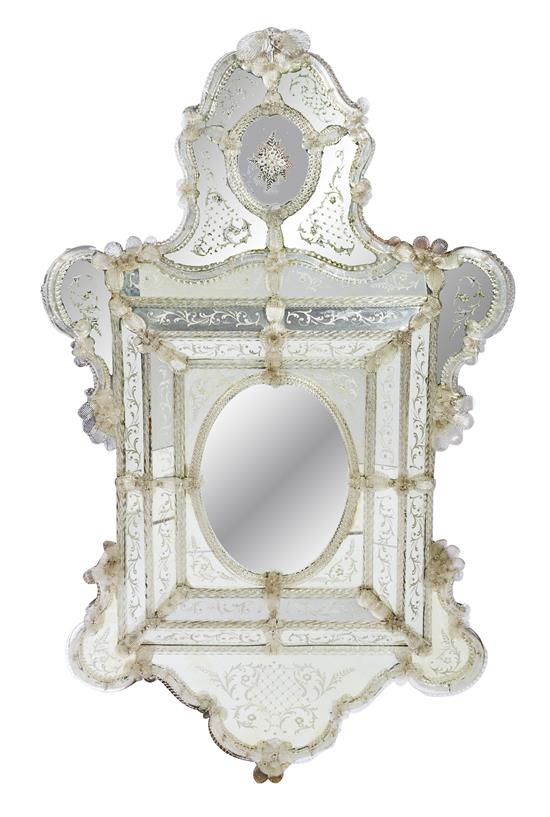 Appraisal: Sale Lot A Venetian Glass Mirror the oval mirror plate