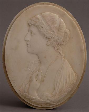 Appraisal: THOMAS BALL - PROFILE OF A WOMAN Carved oval marble