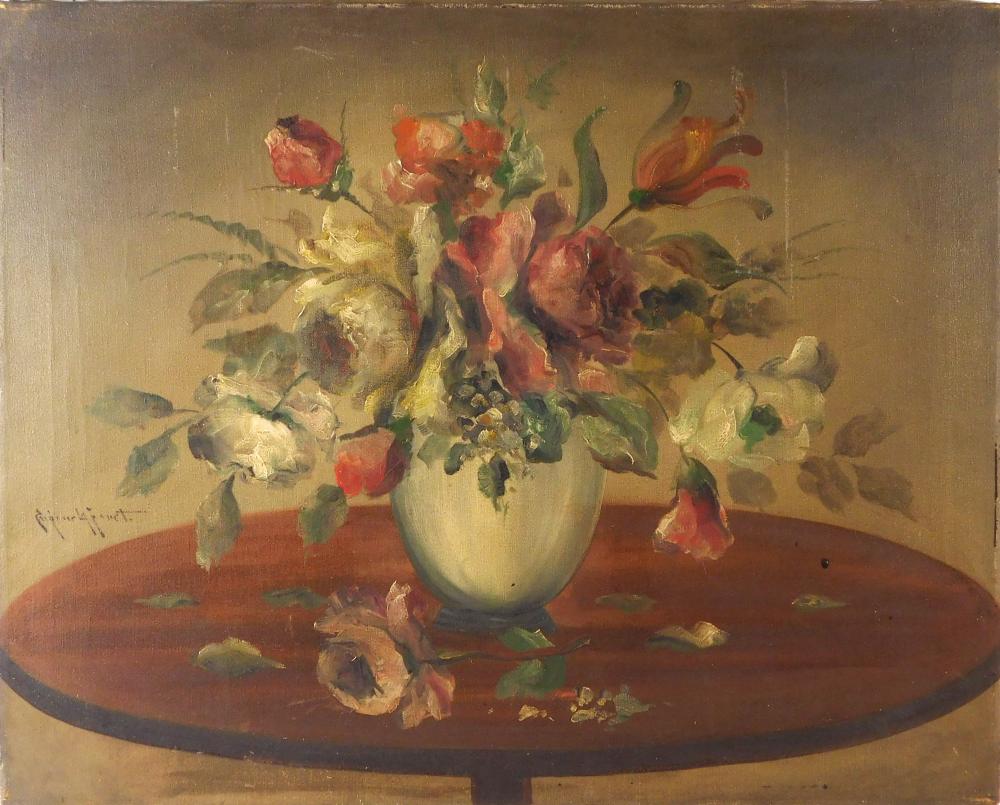 Appraisal: Late th early th C floral still life oil on