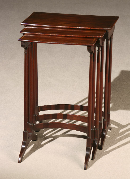 Appraisal: Nest of Three Regency Style Harewood and Satinwood Inlaid Mahogany