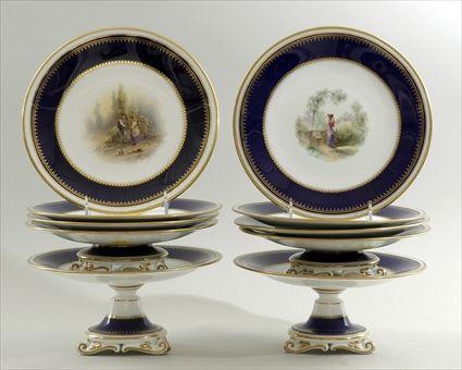 Appraisal: Royal Worcester Gilt and Polychrome Decorated Porcelain Part Dessert Service