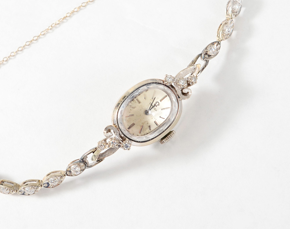 Appraisal: OMEGA DIAMOND DRESS WATCH K white gold Omega wristwatch the