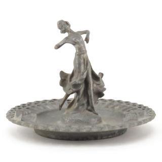 Appraisal: Vintage Cast Aluminum Ashtray Depicts a dancing girl Marked BRUK