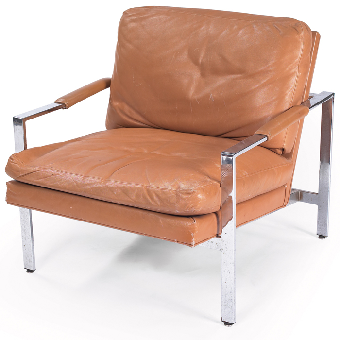 Appraisal: Milo Baughman lounge chair by Thayer Coggin chromed metal frame