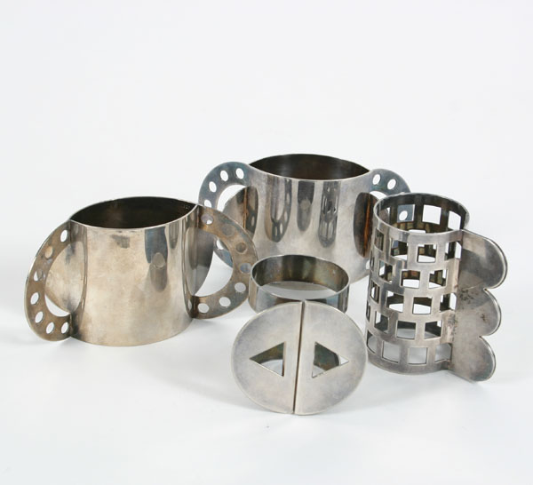 Appraisal: Memphis Design Group silver plated napkin rings Nathalie Du Pasquier