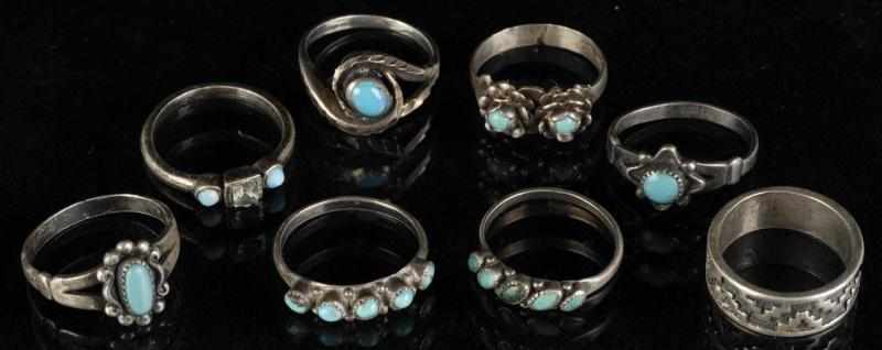 Appraisal: Lot of Native American Indian Silver Rings Description Most with