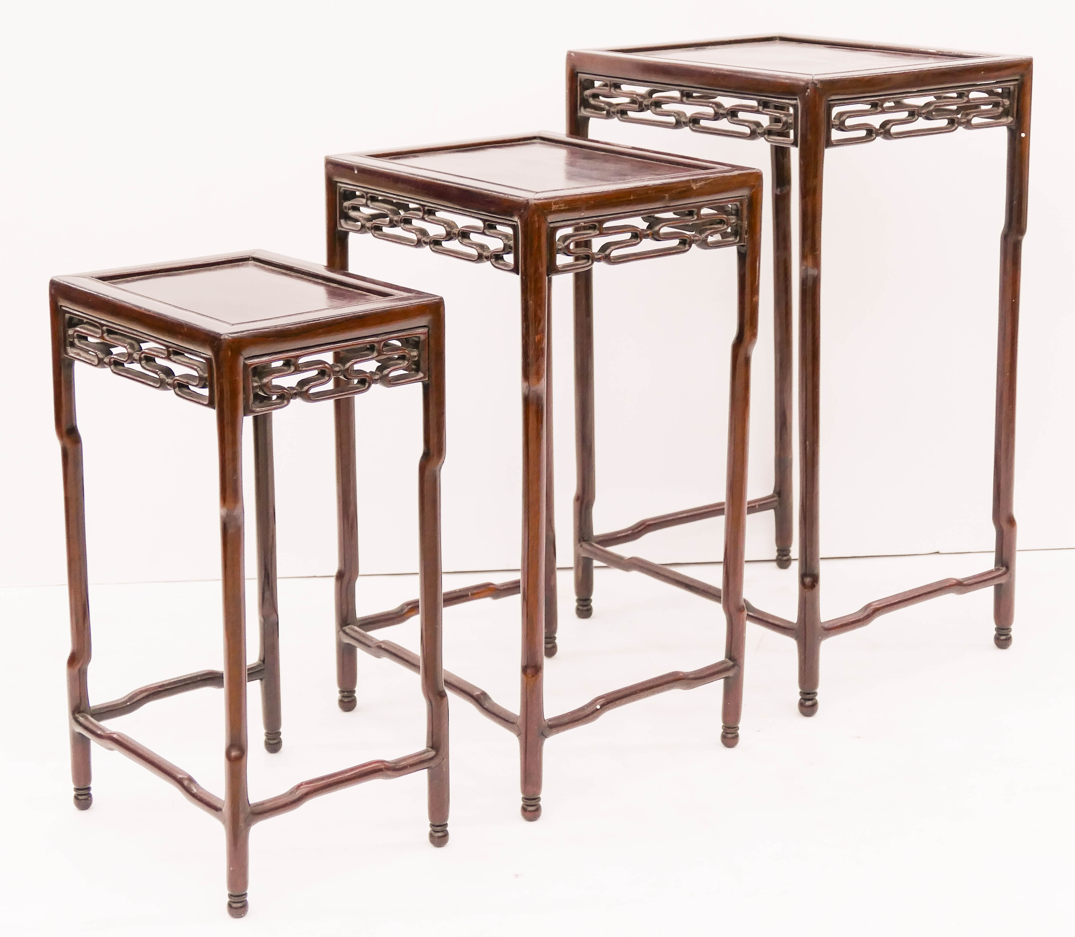 Appraisal: Chinese Qing Rosewood Nesting Tables Set ''x ''x '' Three