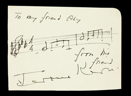 Appraisal: piece Autograph Music Quotations Signed Inscribed Kern Jerome On paper