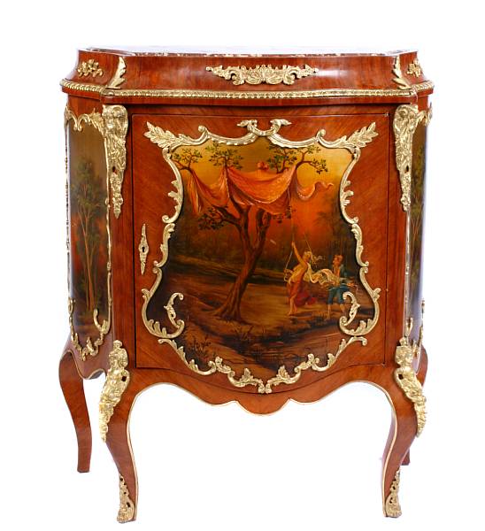 Appraisal: A Louis XV style Vernis Martin cabinet with marble top