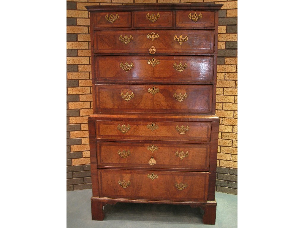 Appraisal: An th Century walnut Chest on Chest of three short