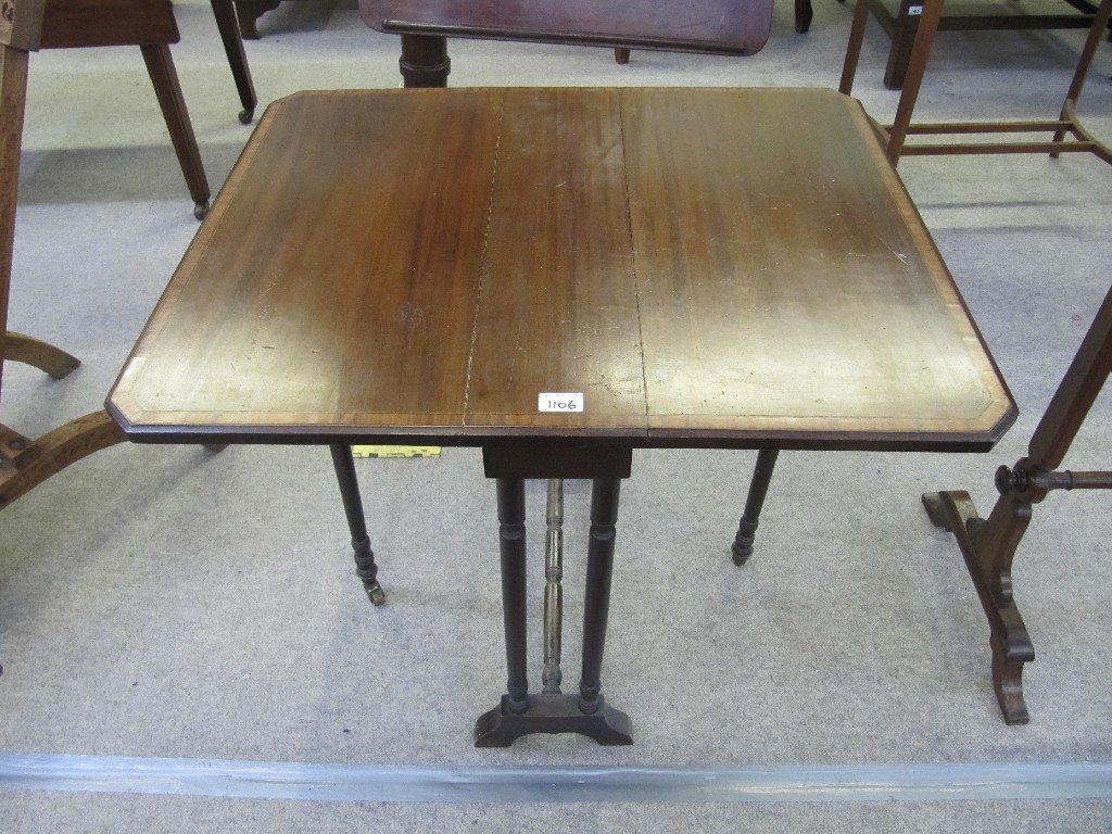 Appraisal: Edwardian mahogany inlaid sutherland table