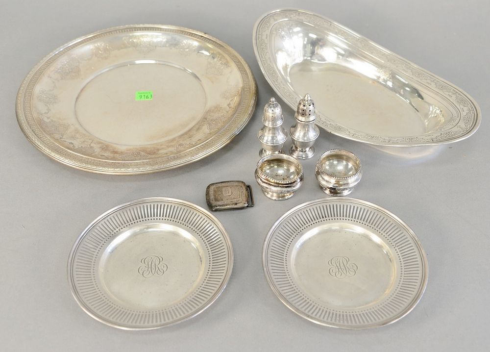 Appraisal: Sterling silver plates dishes and salts troy ounces Sterling silver