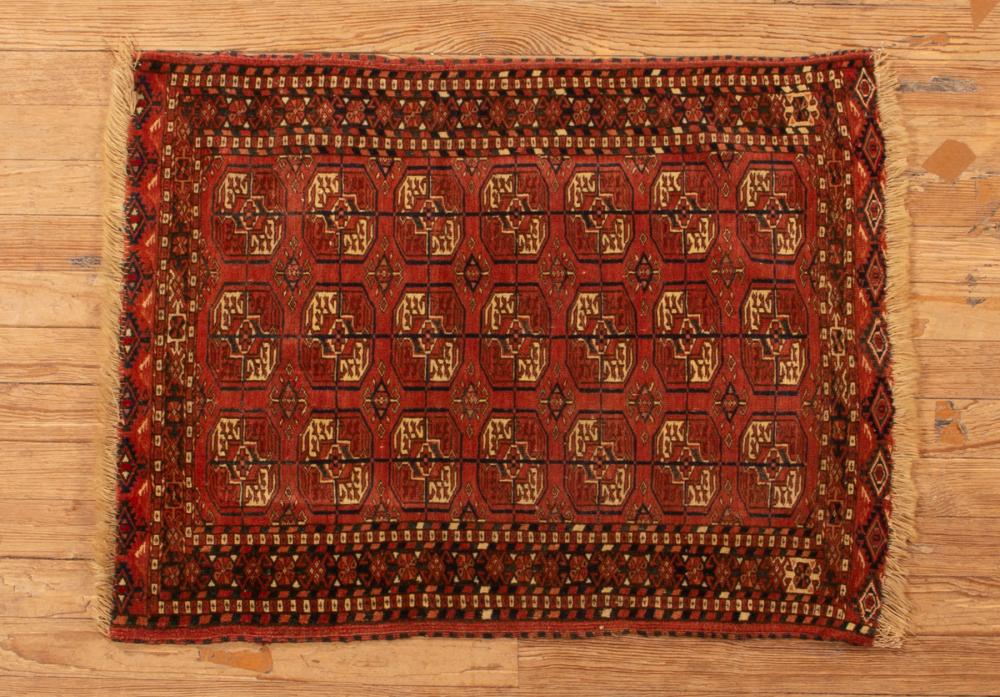 Appraisal: TEKKE RUGAntique Tekke Rug orange ground with blue and beige