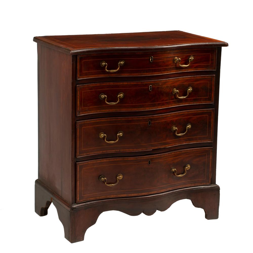 Appraisal: George III Inlaid Mahogany Serpentine Chest of Drawers th c