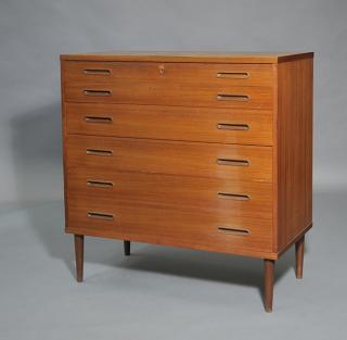 Appraisal: Danish teak six drawer dresser un-identified maker neatly recessed drawer