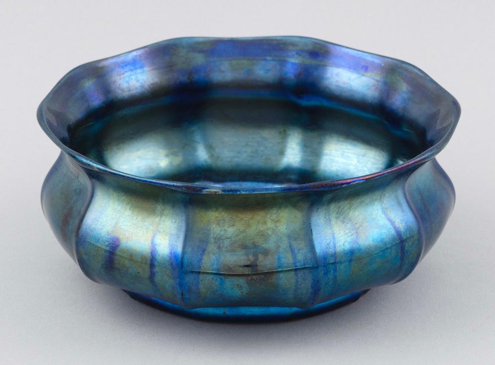 Appraisal: LOUIS COMFORT TIFFANY BLUE FAVRILE GLASS BOWL Early th Century