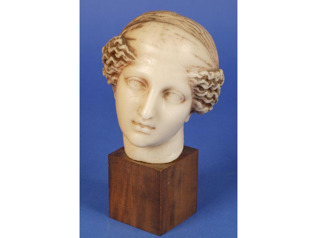 Appraisal: A HELLENISTIC STYLE WAX HEAD of a woman with her