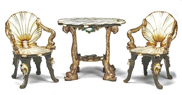 Appraisal: A fine suite of Venetian grotto furniture th century Comprising