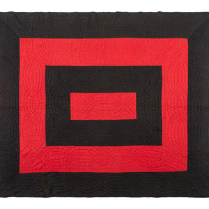 Appraisal: An Amish Red and Black Pieced Cotton Quilt Late th