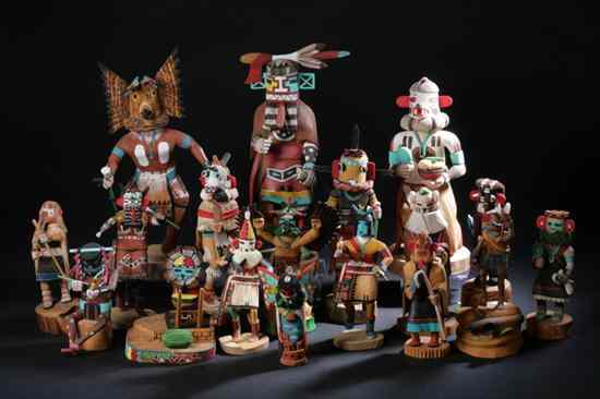 Appraisal: COLLECTION HOPI AND ZUNI KACHINA DOLLS Most identified and signed