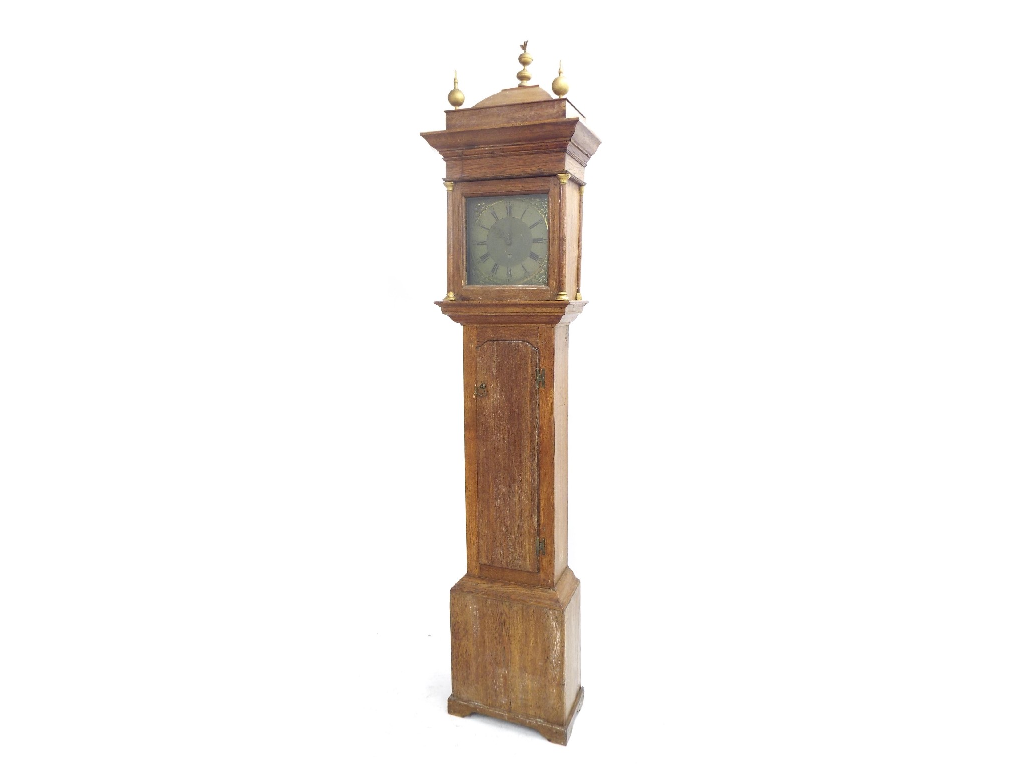 Appraisal: Light oak thirty hour longcase clock the square brass dial