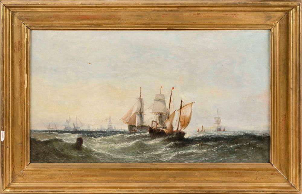 Appraisal: WILLIAM CALLCOTT KNELL ENGLAND - A BUSY SHIPPING CHANNEL OIL