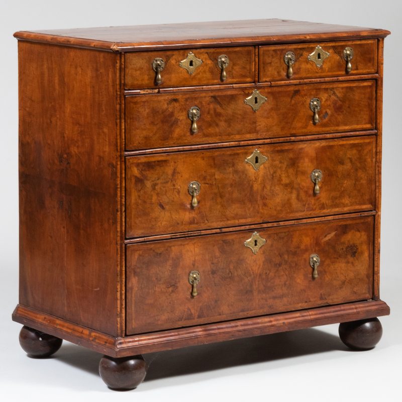 Appraisal: William and Mary Inlaid Walnut Chest of Drawers x x